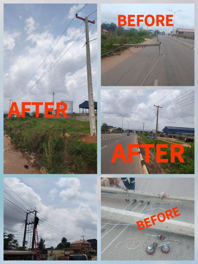 FirstPower DisCo, Intervenes, Replaces High-Tension Wires and Poles Knocked Down by Speeding Truck in Awka, Restores Supply