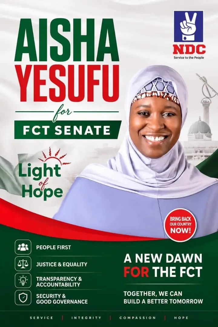 BREAKING: Aisha Yesufu Joins NDC, Eyes FCT Senatorial Seat in 2027