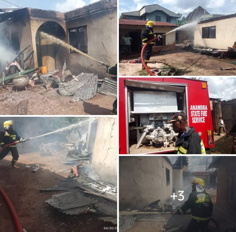 Fire Razes Family House in Anambra, Fire Service Intervenes, Saves Surrounding Homes