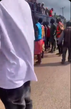 Tension on Enugu-Aba Expressway as Truck Conveying Mass Northerners and Motorcycles is Intercepted