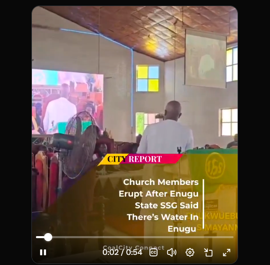 "IT'S A LIE!": Drama in the House of God as Anglican Congregation Shuts Down Enugu SSG Over Governor Mbah's Water Claims
