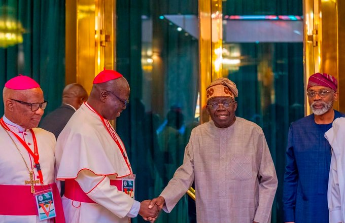 Tinubu’s Meeting With Catholic Bishops Overshadowed by Insecurity, US Lobbying Controversy, and Clergy Silence