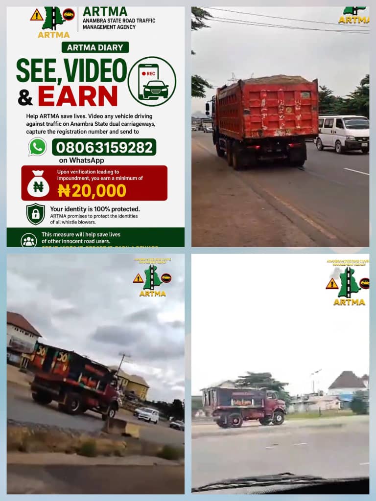 Dangerous Driving: ARTMA Offers ₦20,000 Reward for Videos Exposing One-Way Drivers in Anambra