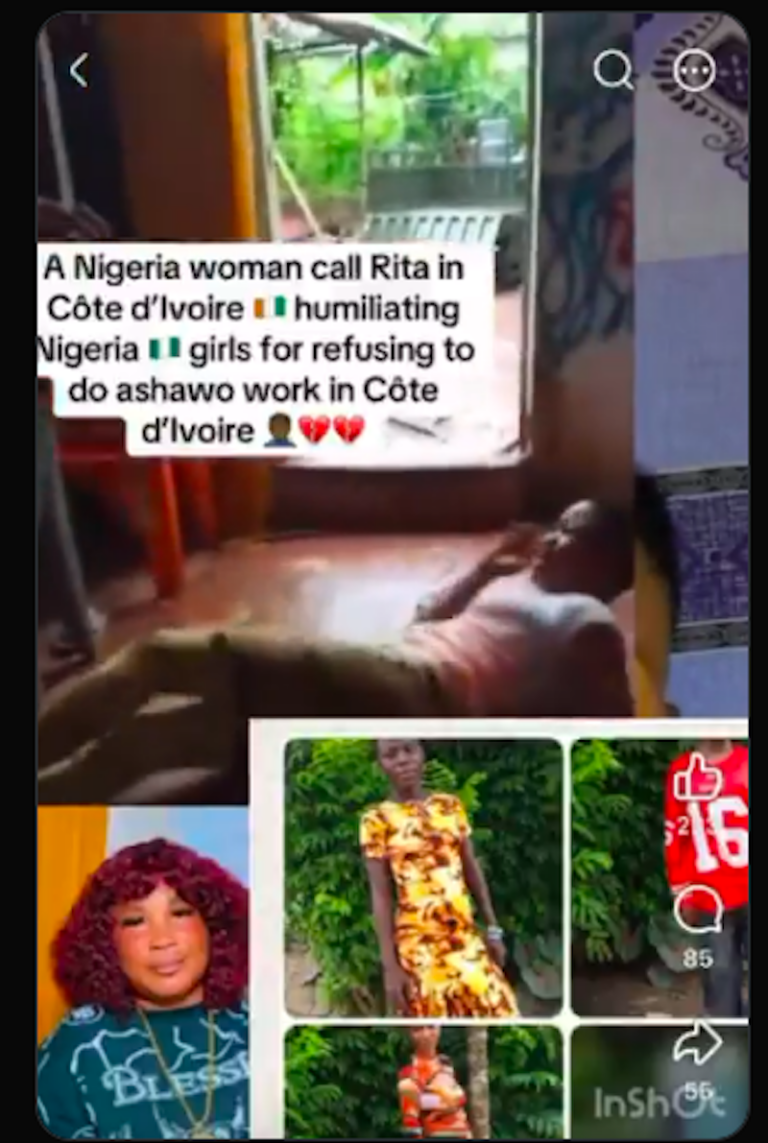 HUMAN TRAFFICKING EXPOSED: Viral Video Shows Nigerian Woman "Rita" Humiliating Young Girl For Refusing Forced Prostitution in Côte d’Ivoire