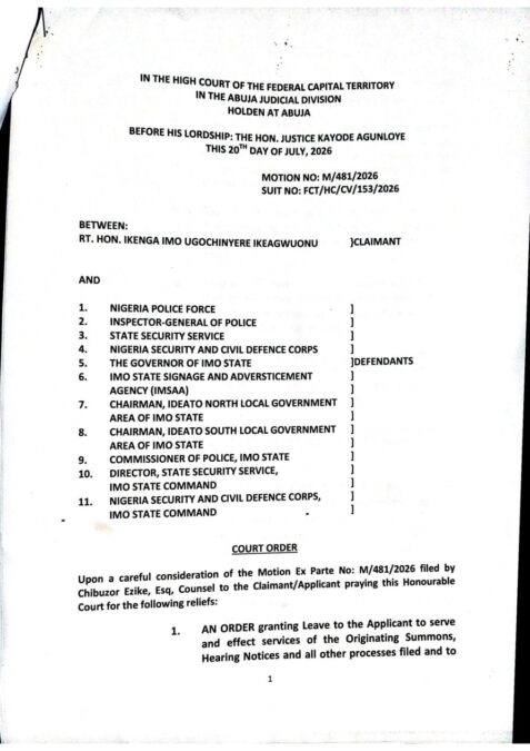 FCT High Court Restrains Imo Govt, Police, Others From Vandalizing Ikenga Ugochinyere’s Billboards, Blocking Political Rallies