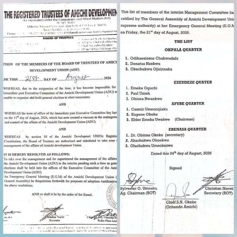Amichi Leadership Crisis: Concerned Citizens Write Open Letter to Soludo Over Alleged Alteration of Caretaker Committee List
