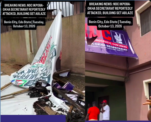Another NDC Secretariat Attacked In Ikpoba-Okha, Edo State As Tensions Rise Ahead Of Upcoming Elections