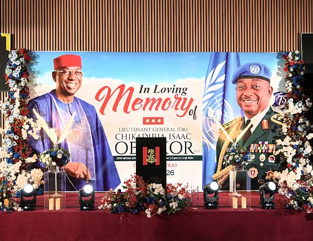 Tributes, encomium as Obi, Umeh, others pay last respect at late retired Lt-Gen. Obiakor's funeral